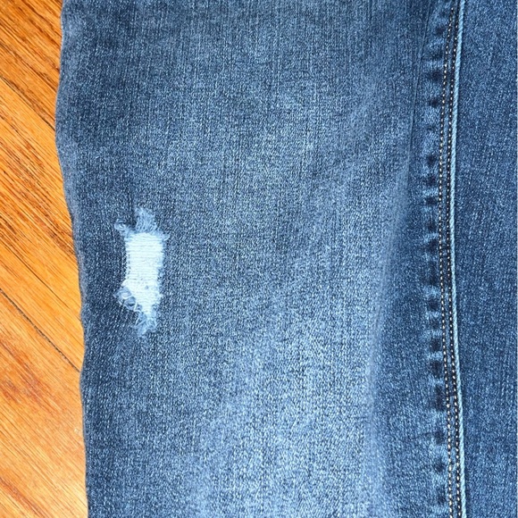 Spanx distressed skinny jeans raw hem size small medium wash blue shapewear - Picture 13 of 15